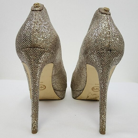 Michael Kors Platform Pumps Gold Shimmer 8.5 - Picture 5 of 8
